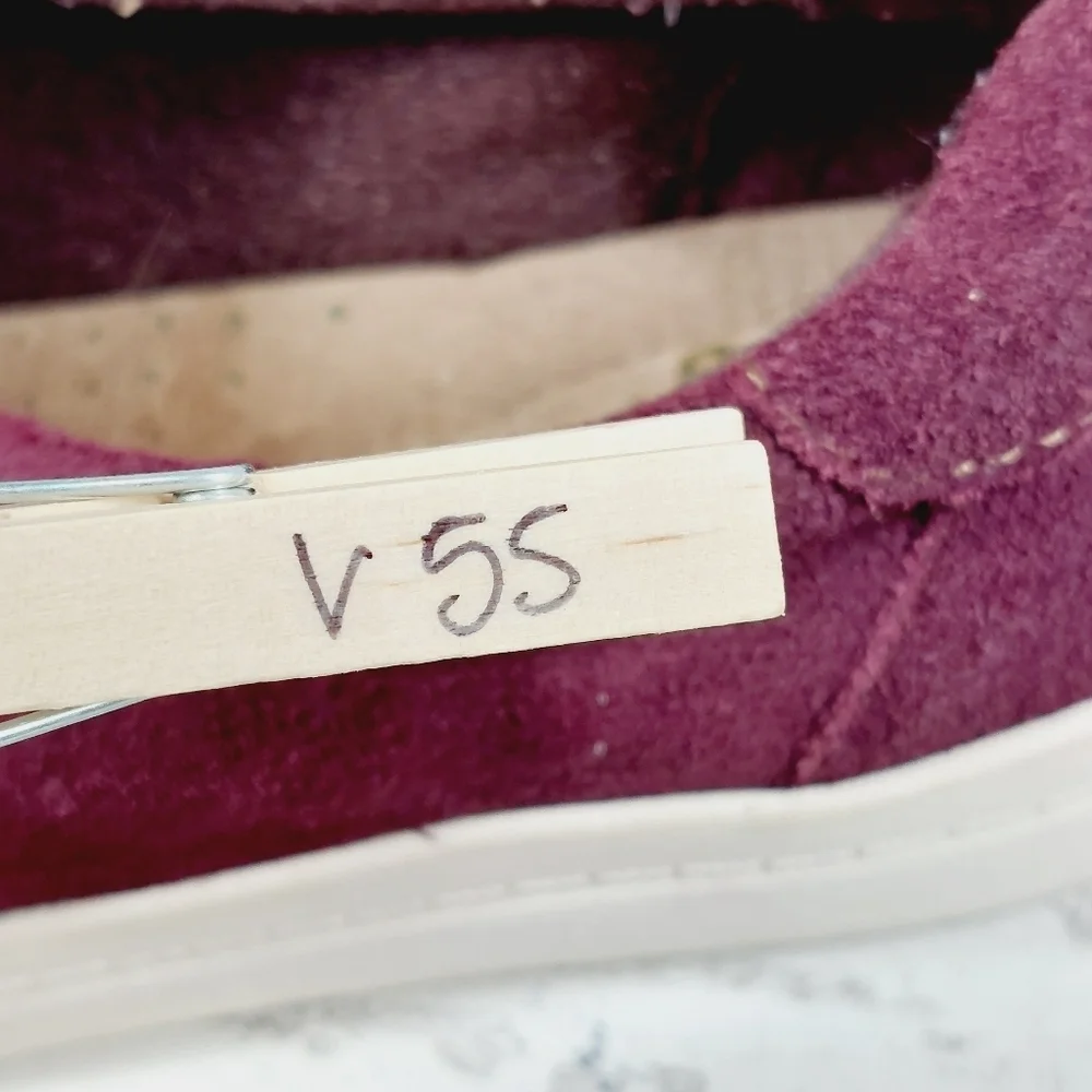 Earth Origins Womens Melissa Purple Red Suede Leather Slip On Casual Loafers V55